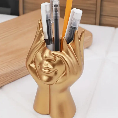 Face Hand Makeup Brush Holder _ Artistic brush stand Aura works Decor