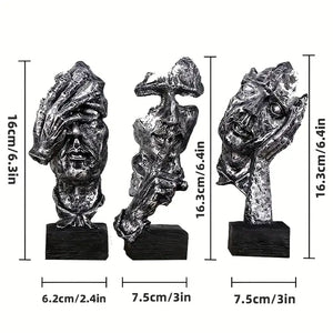 Abstract Broken Face Expressions Sculpture Set of faces on a book with a gray background auraworks decor