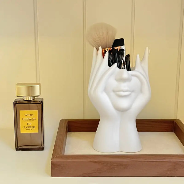 Face Hand Makeup Brush Holder _ Artistic brush stand Aura works Decor