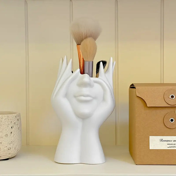 Face Hand Makeup Brush Holder _ Artistic brush stand Aura works Decor