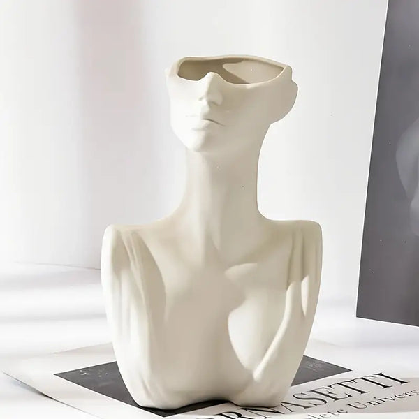White Female Torso Vase _ Sculptural torso vase Aura works