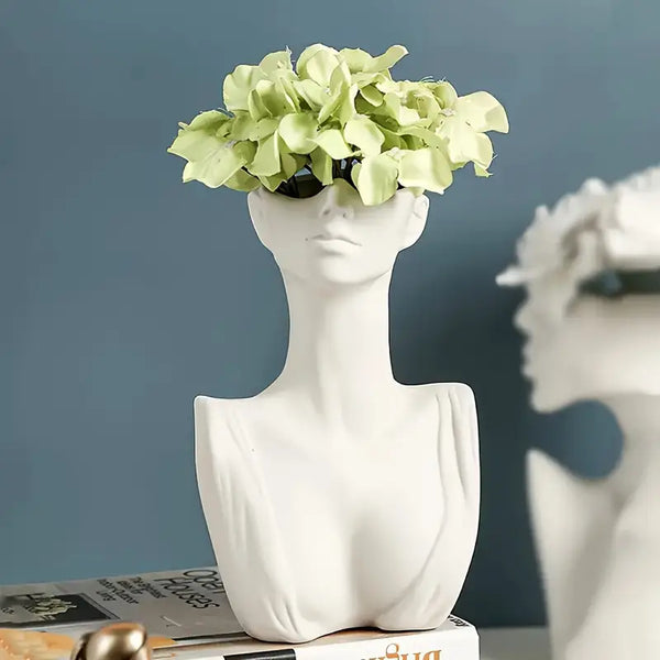 White Female Torso Vase _ Sculptural torso vase Aura works
