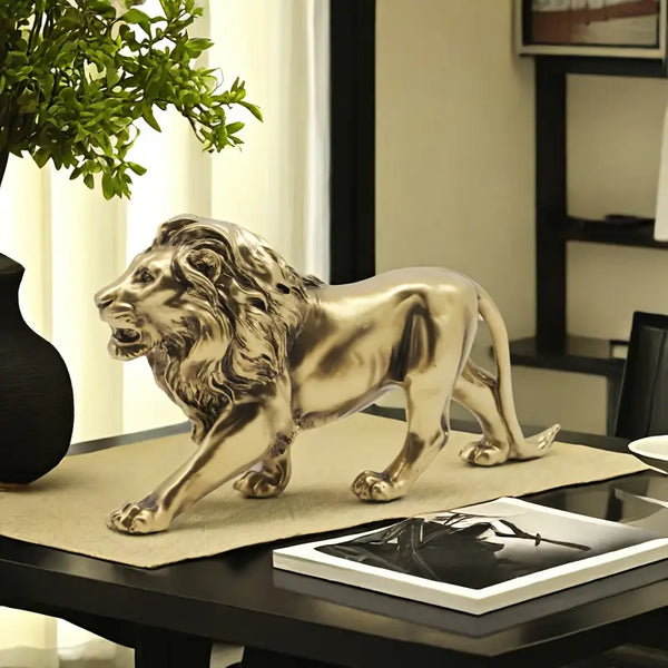 Vintage-Inspired Lion Sculpture _ Antique lion decor auraworks