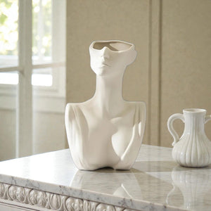 Elegant White Female Torso Vase
