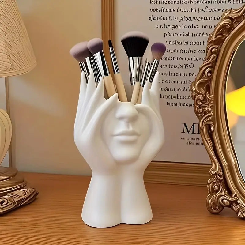 Face Hand Makeup Brush Holder _ Artistic brush stand Aura works Decor