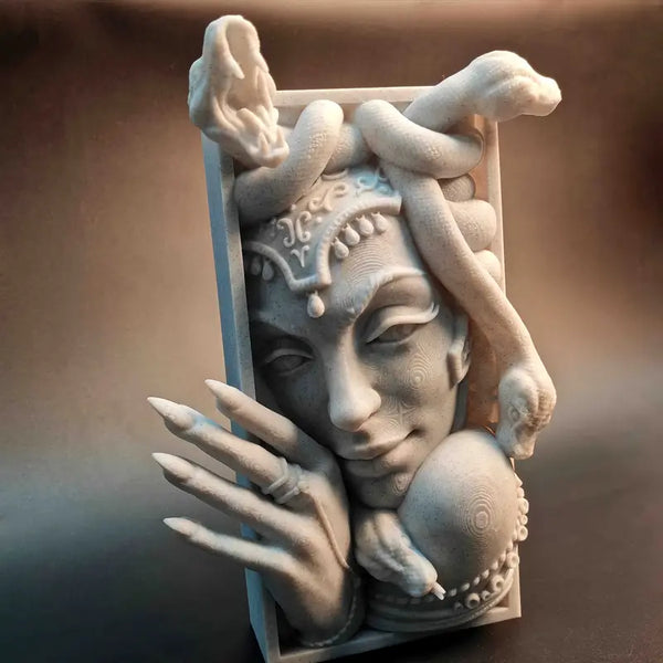 medusa Sculpture _ Mythical Gorgon bust Decor Aura works