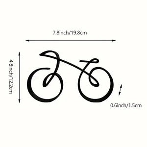 Illustration of a bicycle with dimensions labeled on a white background aura works decor