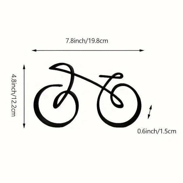 Illustration of a bicycle with dimensions labeled on a white background aura works decor