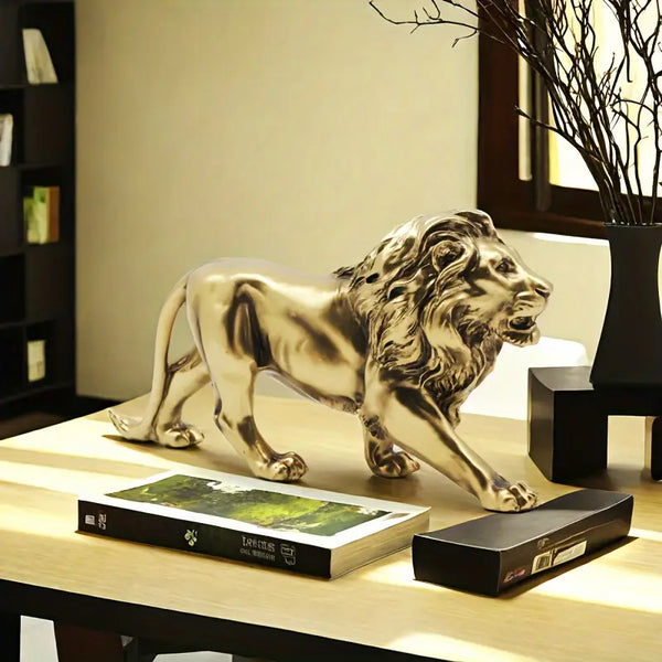 Vintage-Inspired Lion Sculpture _ Antique lion decor auraworks