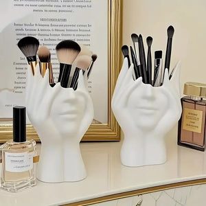 Face Hand Makeup Brush Holder _ Artistic brush stand Aura works Decor
