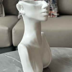 White Female Torso Vase _ Sculptural torso vase Aura works
