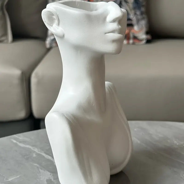 White Female Torso Vase _ Sculptural torso vase Aura works