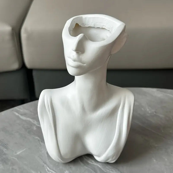 White Female Torso Vase _ Sculptural torso vase Aura works