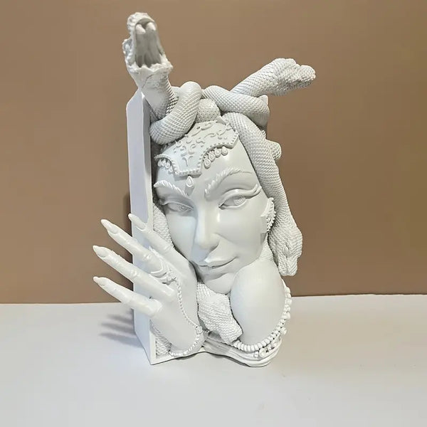 medusa Sculpture _ Mythical Gorgon bust Decor Aura works