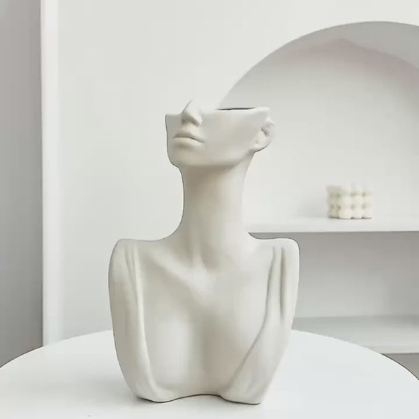White Female Torso Vase _ Sculptural torso vase Aura works